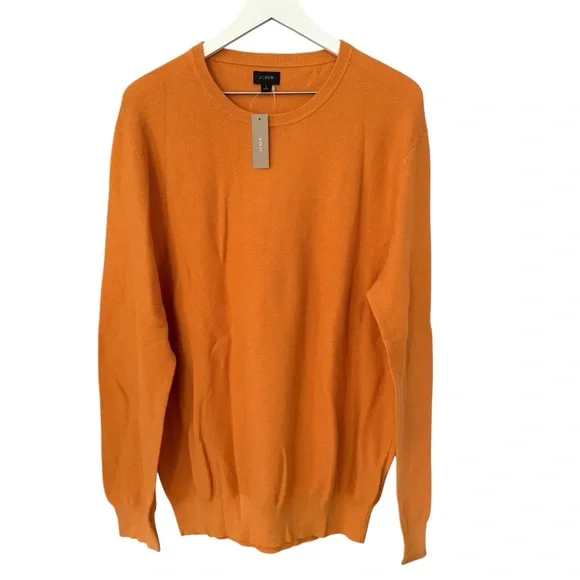 NWT J. Crew Men’s Size Large Orange 100% Cotton Pullover Sweater